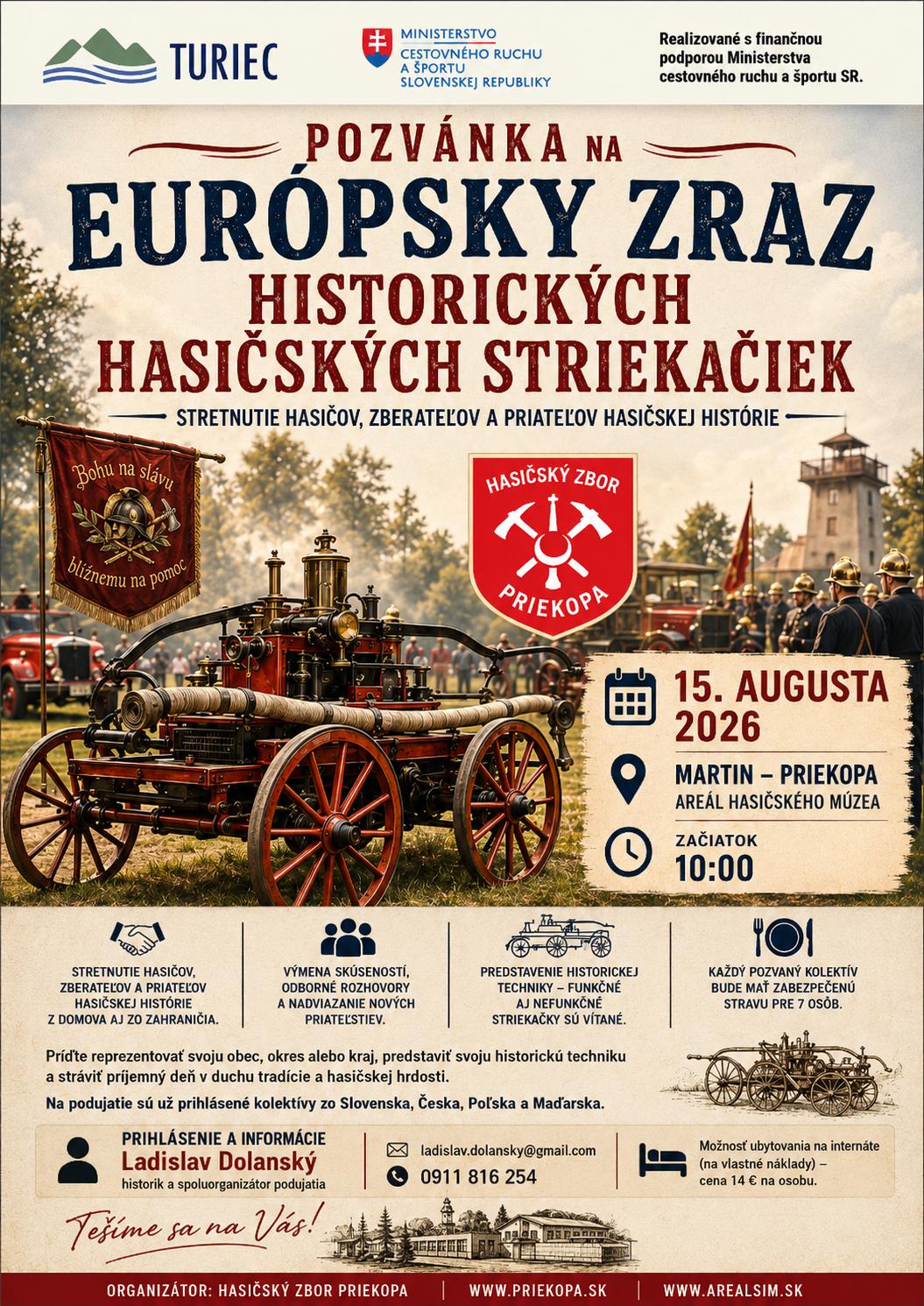 Európsky zraz historických striekačiek 15.8.2026